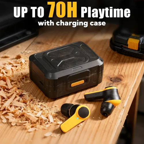 Miniatura 4 de Auriculares Bluetooth 6.0 para el lugar de trabajo, tiempo de reproducción de 70 horas, IP56 impermeable, cancelación de ruido SNR de 30 dB, ENC