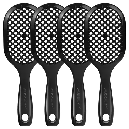 Paquete de 4 cepillos de cabello desenredante ventilados – Cepillo desenredante con cerdas suaves para sin esfuerzo – Ideal para cabello húmedo seco