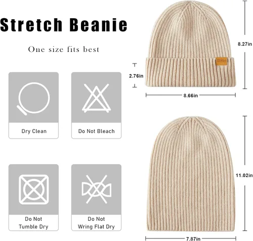 Miniatura 3 de FUQILA Gorro de punto 100% lana merina, unisex, cálido, suave, transpirable y acogedor, elástico