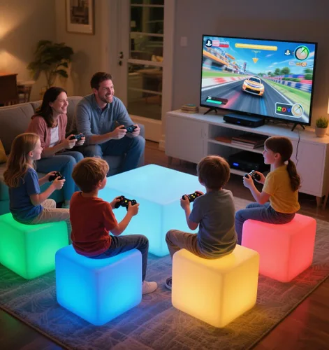 Miniatura 7 de Cubo de luz LED de 16 pulgadas, mesa de luz recargable con control remoto, 16 colores regulables, silla de lámpara de brillo regulable de 16