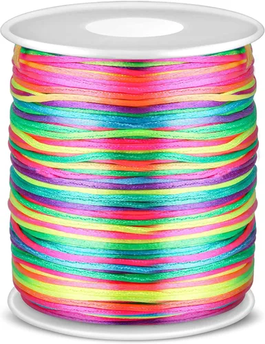 Anezus Cordón de Nylon de Color Arcoíris, Hilo de Nylon para Artesanía, Cordón de Ratán de Seda Satinada para Cuentas para Pulseras Trenzadas,