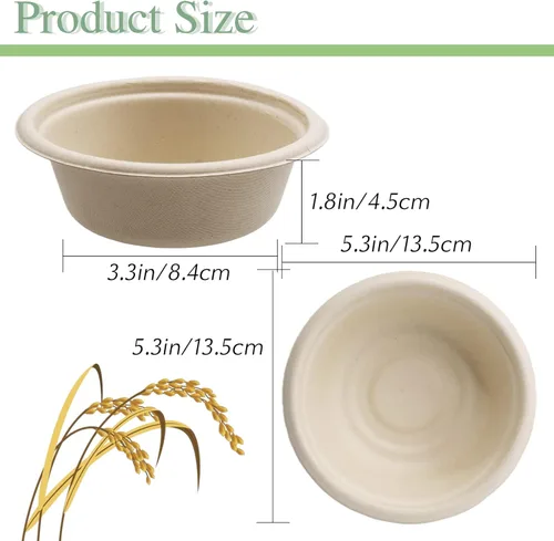 Miniatura 2 de Lshfwn Paquete de 100 cuencos de papel desechables de 12 onzas, compostables resistentes, cuencos de bagazo ecológicos para fiestas, restaurantes