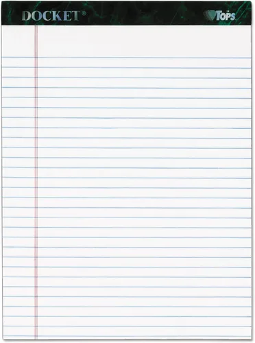 TOPS Docket - Tableta de escritura, 8-1/2 x 11-3/4 pulgadas, perforada, blanca, regla legal/ancha, 50 hojas por bloc, 6 almohadillas por paquete