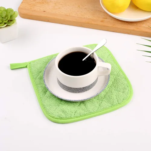Miniatura 7 de juego de 5 portavasos de cocina de 100% algodón, resistente al calor, para uso diario, para cocinar y hornear, color verde manzana