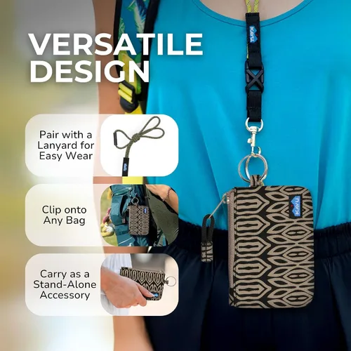 Miniatura 52 de KAVU Stirling Cartera delgada de lona de algodón con cremallera de doble cara