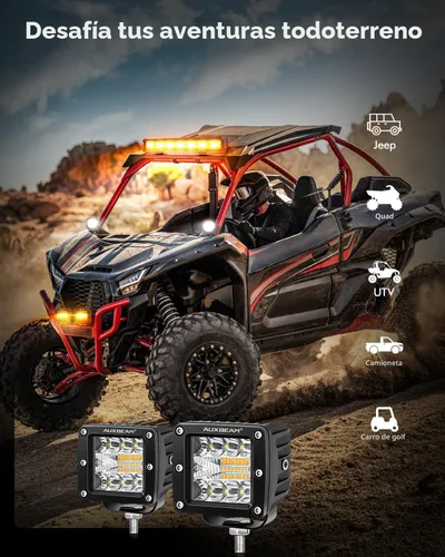 Miniatura 6 de Auxbeam Cubo luz LED ámbar de 3 pulgadas, 72 W todoterreno, 6 modos dos colores, estroboscópica antiniebla de conducción penetración e inundación