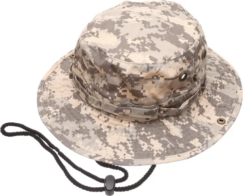 Miniatura 13 de Sombrero de cubeta para verano, para exteriores, para pescar, de safari, de caza, con correa ajustable