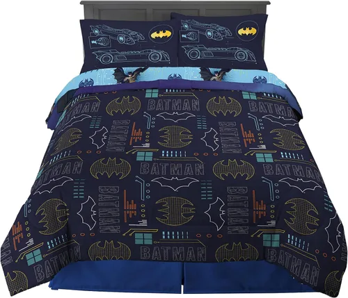 Miniatura 2 de Franco Ropa de cama súper suave para niños, juego de edredón y sábanas, 5 piezas, tamaño completo, Batman