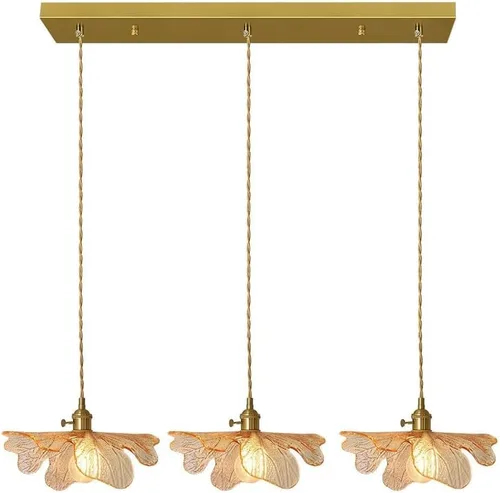 Miniatura 14 de Lámpara colgante colgante moderna de latón dorado 1 luz colgante de vidrio ámbar iluminación diseño cúpula moderna lámpara colgante para isla
