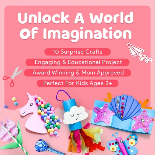 Miniatura 2 de Caja de manualidades de unicornio Mumaloo - 10 divertidas artes y manualidades para niños, sin desorden, educativo, proyectos de arte de sirena, kit