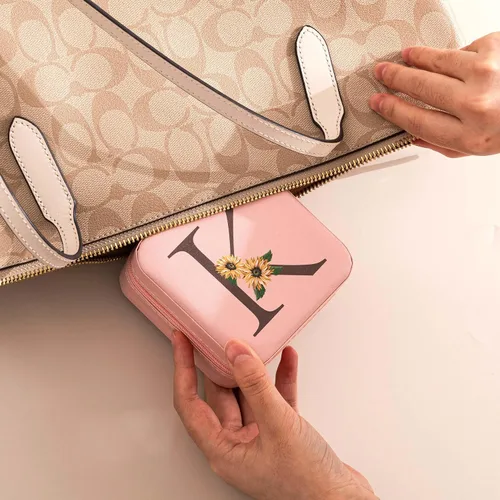 Miniatura 4 de HBselect Joyero de viaje para joyería, organizador de joyas, pequeñas cajas de joyería para mujeres, anillos, collares, aretes, joyero, caja