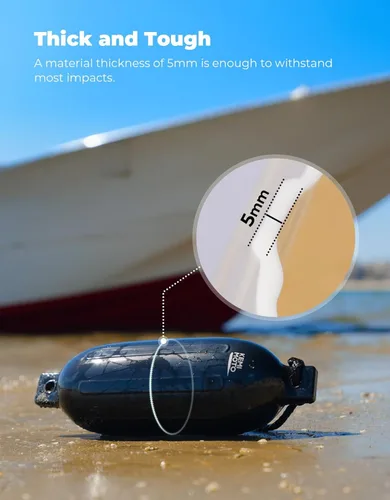 Miniatura 5 de KEMIMOTO Guardabarros de lancha para lancha de 15 a 35 pies, paquete de 4 defensas inflables para lancha con 4 cuerdas, parachoques de barco