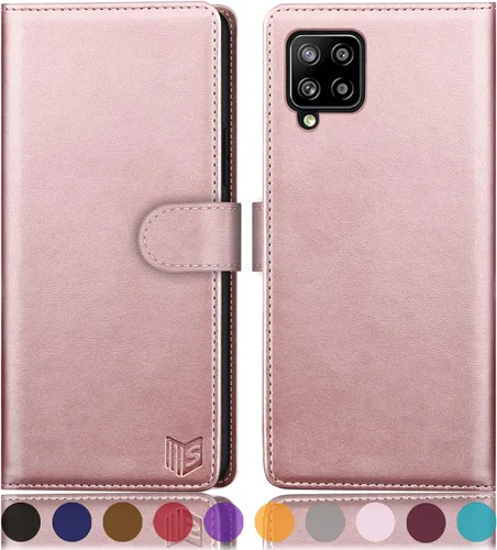 Miniatura 11 de SUANPOT Funda de piel tipo cartera para Samsung Galaxy A12 con bloqueo RFID, tarjetero para tarjetas de crédito, funda de teléfono con tapa a prueba