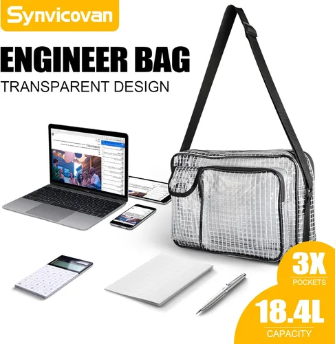 Miniatura 2 de Bolsa de herramientas de 13.8 pulgadas, transparente y antiestática, bolsa de ingeniero de sala limpia para trabajo y viajes