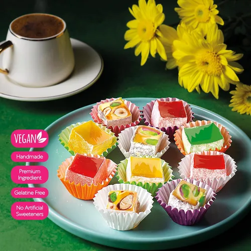 Miniatura 4 de Hazer Baba Delicia Turca de Dulces Lokum, Nueces Mixtas con Sabores de Rosa, Limón y Menta, Caja de Snacks Gourmet, Tradicional, Vegana, Lokum