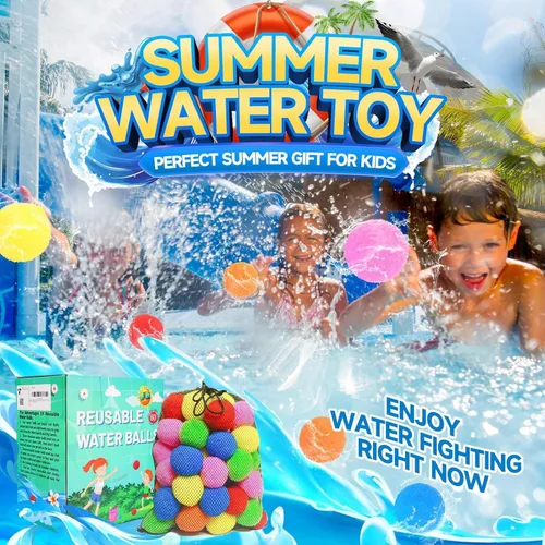 Miniatura 8 de 60 piezas de bolas de agua reutilizables, globos de agua reutilizables para juguetes y juegos al aire libre, juguetes de agua para niños y adultos