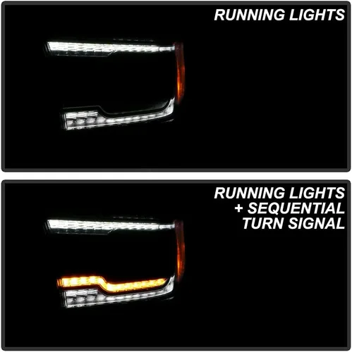 Miniatura 8 de ACANII - Para [tipo halógeno] 2019-2022 Ram 1500 Tubo LED Negro Señal secuencial LED Dual Proyector Faros Faros Faros