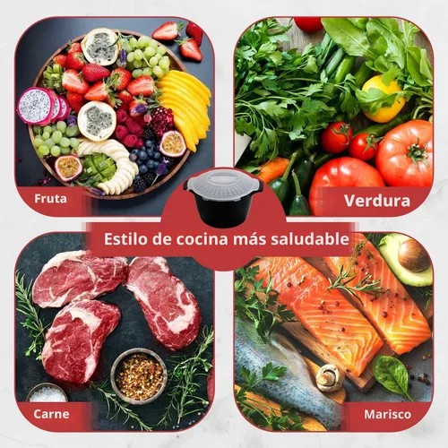 Miniatura 8 de Utensilios de cocina profesionales grandes para microondas de 2 cuartos, vaporera de microondas para verduras, cocinador para microondas - sin BPA