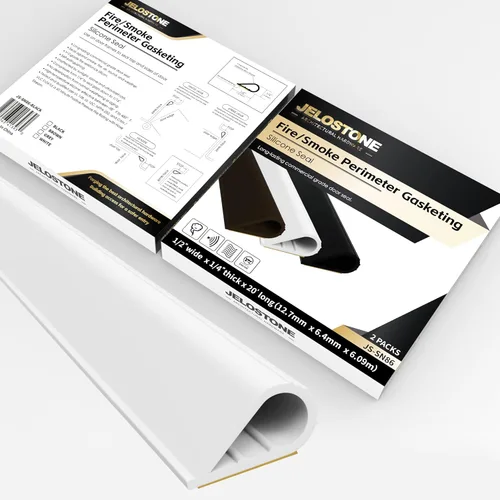 Miniatura 8 de JS-SN86 - Paquete de 2 juntas de perímetro de fuego/humo de 20 pies (negro) - Burletes de silicona autoadhesivos, 1/2 pulgadas de ancho x 1/4