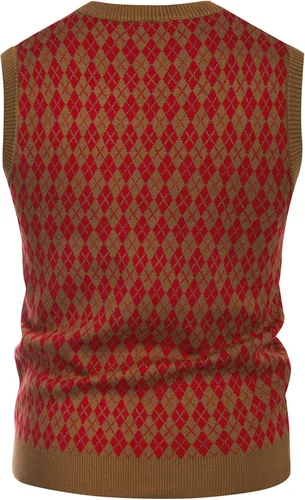 Miniatura 3 de PJ PAUL JONES Chaleco casual de rombos con cuello en V, sin mangas, para hombre