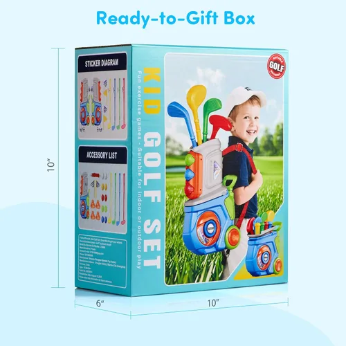 Miniatura 7 de PJG Juego de golf para niños pequeños, palos de golf de plástico para niños de 1, 2, 3, 4, 5 años con 4 palos de golf y 10 pelotas, juguetes de golf