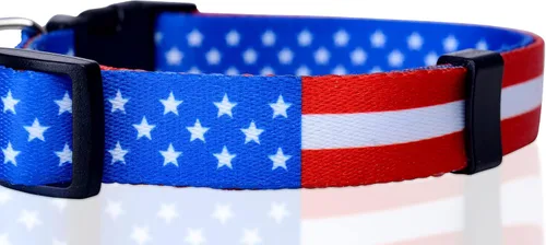 Miniatura 2 de Native Pup Collar de perro con bandera estadounidense, rojo, blanco y azul, collares patrióticos para el 4 de julio, Estados Unidos, para perros