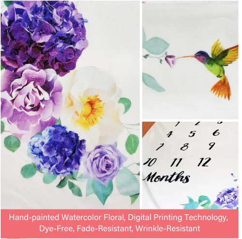 Miniatura 5 de Manta de hito mensual para bebé niña, manta floral para el mes del recién nacido, regalo personalizado para ducha, forro polar suave de felpa suave