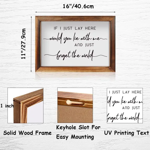 Miniatura 6 de CHDITB Letrero de madera enmarcado con texto en inglés "If I Just Lay Here" (16 x 11 pulgadas), letrero de madera para mesa de pared con citas