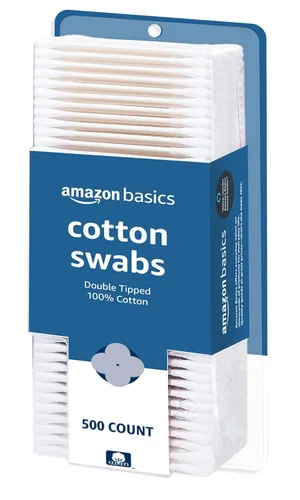 Amazon Basics Hisopos de algodón para higiene personal y cuidado del bebé, 500 unidades, 1 paquete