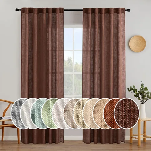 Miniatura 78 de MIULEE Cortinas de lino blanco de 108 pulgadas de largo para dormitorio, sala de estar, cortinas de ventana con textura de lino suave y grueso, Lino