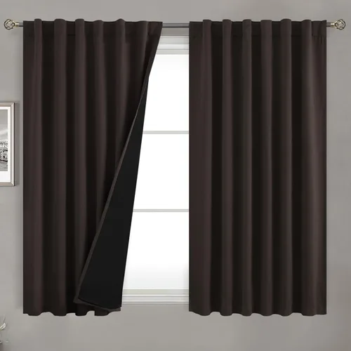 Miniatura 168 de BGment Cortinas 100% opacas beige de 63 pulgadas de largo con forro aislante térmico, bolsillo para varilla y lengüeta trasera de doble capa