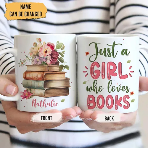 Miniatura 2 de Hyturtle Regalos Personalizados para Amantes de los Libros - Solo una Chica que Ama los Libros Taza de Café Personalizada de Cerámica 11oz - Regalos