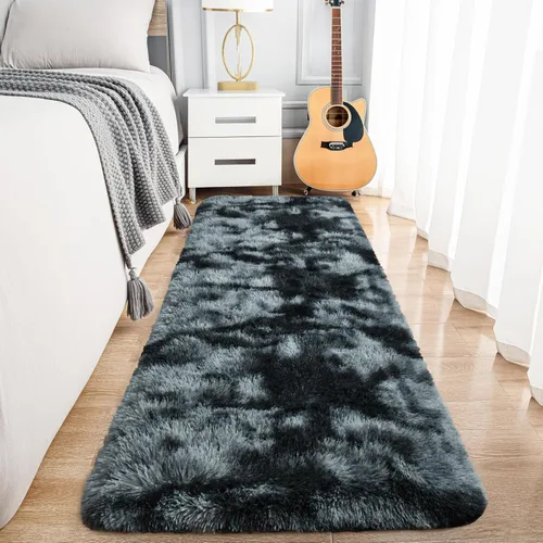 Miniatura 16 de Noahas - Alfombra suave y afelpada para habitación de niña y sala de estar, colorida, decoración para guardería, teñido anudado arcoíris, azul