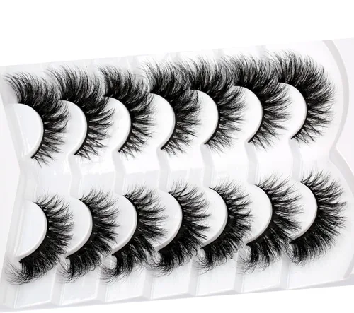 Miniatura 738 de Pooplunch - Pestañas postizas finas de visón sintético, estilo ojo de gato, naturales, cruzadas, tipo racimo, efecto 8D de volumen, tiras