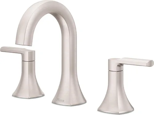 Miniatura 18 de Grifo de lavabo de baño Pfister Vaneri, 8 pulgadas de separación, 2 manijas, 3 orificios, certificado NSF, acabado negro mate, LF049VRIBB