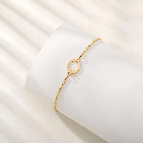 Miniatura 4 de LOYJOY - Pulseras con iniciales para mujer, pulsera con letras doradas, cadena dorada, pulsera con dije inicial de letras, joyería de moda chapada