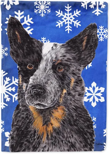 Miniatura 277 de Caroline's Treasures SC9374GF Bulldog English Snow flakes Holiday Garden Flag Buzón Bandera decorativa para patio exterior, patio, obras de arte