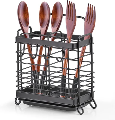 Miniatura 9 de Soporte para Utensilios, Escurridor de Utensilios de Acero Inoxidable con Bandeja de Drenaje, Cesta de Drenaje de la Cocina para Cubiertos
