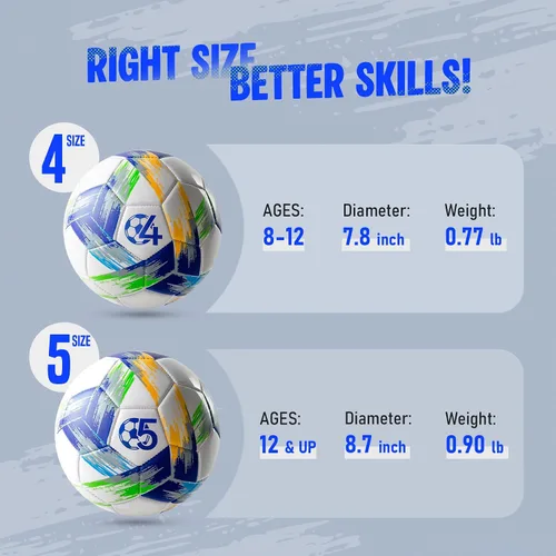 Miniatura 2 de Balón de Fútbol Tamaño 5 Tamaño 4 con Bomba Desinflada, Diseño Multicolor Vibrante, Brillante Tri-Color para Entrenamiento en Interiores/Exteriores