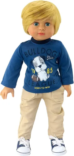 American Fashion World Camisa de manga larga para muñecas de 18 pulgadas de Bulldog League para niños, calidad premium y diseño moderno, ropa de