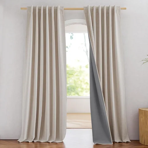 Miniatura 91 de NICETOWN Cortinas 100% opacas de 63 pulgadas de largo, 2 paneles de cortinas cortas con aislamiento térmico con forro para dormitorio, cortinas