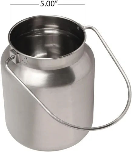 Miniatura 4 de Lindy's Jarra de leche sin costuras de acero inoxidable de 1 galón, lata de leche, cubo de leche, recipiente de almacenamiento de líquido antifugas