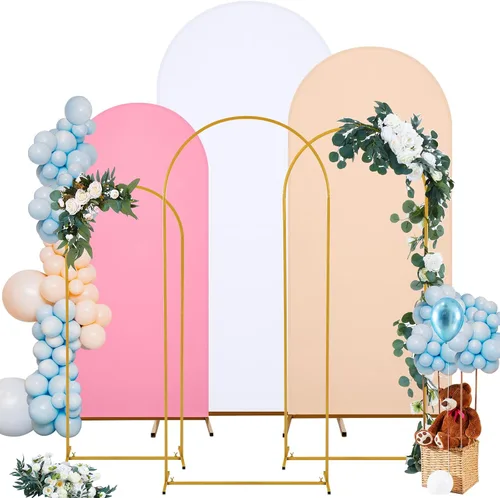 Gisafai Juego de 6 soportes de metal para telón de fondo de arco y cubierta de arco de boda Chiara con cubierta de elastano para decoración de bodas