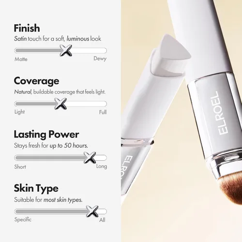 Miniatura 8 de ELROEL Blanc Cover Cream Stick V White – Barra de base de maquillaje coreana que cambia de color con Volufiline – Cobertura media a completa