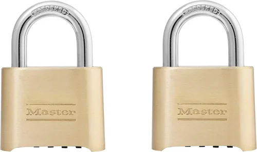 Miniatura 9 de Master Lock Candado de Combinación de Latón, Cerradura de Portón para Cerca Exterior o Cobertizo, Candado de Combinación Personalizable con Cuerpo