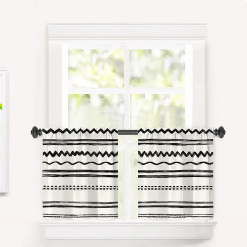 Miniatura 80 de Cortinas opacas de poliéster multicapa para cafetería, con diseño de diamantes, 2 unidades, 26 x 24 pulgadas