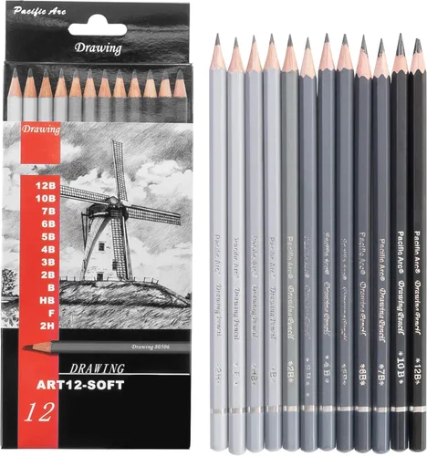 Pacific Arc Lápices de dibujo de grafito prémium para artistas, paquete suave, lápices profesionales para dibujar, dibujar, bosquejar y sombrear,