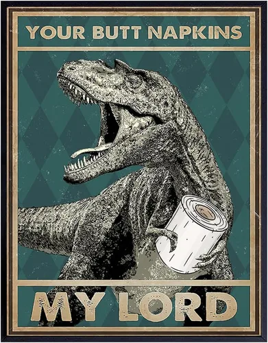 Miniatura 9 de Your Butt Napkins My Lord - Divertida decoración de pared de baño, decoración de pared de dinosaurio de dinosaurio, obra de arte de baño para niños