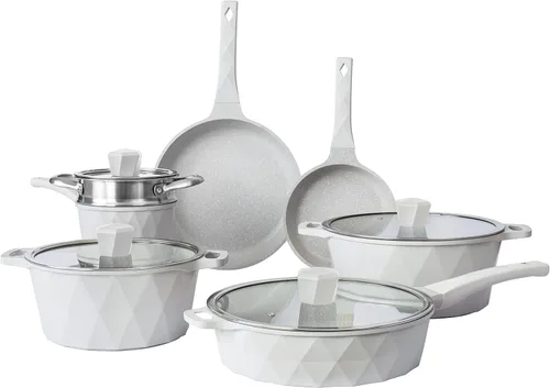 Miniatura 12 de Juego de utensilios de cocina antiadherentes de aluminio fundido Country Kitchen - Utensilios de cocina duraderos para cocina diaria, mango redondo