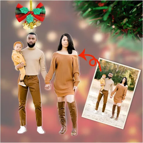 Miniatura 11 de Adorno de Navidad personalizado 2025 con tu foto, adorno de cara personalizada con foto 2D de acrílico para decoración de árbol de Navidad, Adorno